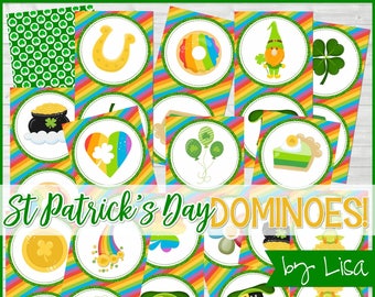 Printable St. Patrick's Day Game, DOMINOES, St. Patty's Day, Class Party, Classroom Activity + BONUS Match Game - Instant Download by Lisa