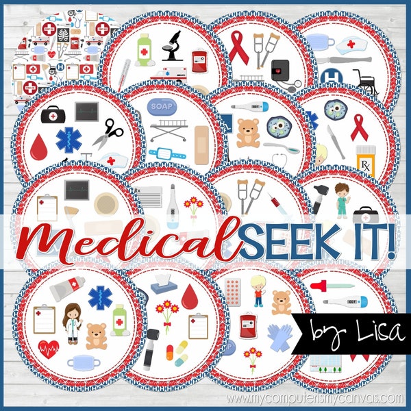 MEDICAL SEEK IT Match Game, Career Day, Hospital Game, Care Package Idea for Kids, Nurses - Printable Instant Download by Lisa