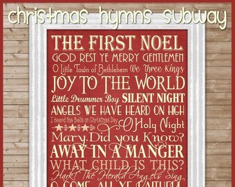 Christmas HYMNS Subway Art - Printable Instant Download