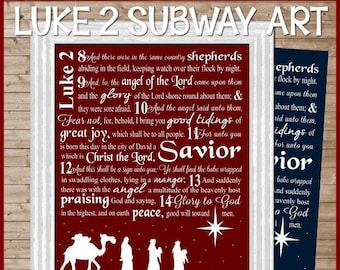 Luke 2 Nativity Christmas Subway Art - Printable INSTANT DOWNLOAD