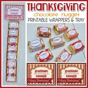 THANKSGIVING Chocolate Nugget Wrappers, Give Thanks Favor or Turkey Day Treat - Printable Instant Download