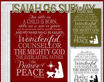 NEW Isaiah 9:6 NATIVITY Subway Art - Religious Christmas Art, Christian, Bible - Printable INSTANT Télécharger
