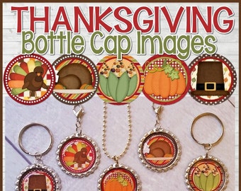 THANKSGIVING Bottle Cap Image, Turkey Day Craft Activity, Thanksgiving Game, Checker Board Included - Printable Instant Download