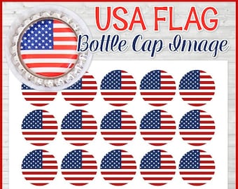 USA FLAG Bottle Cap Image, United States of America, Patriotic Printable, American Flag, Inchie, 1-Inch Circle - Printable InstantDownload