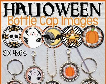 HALLOWEEN Bottle Cap Images, SPOOKY CUTE, 1 Inch Round Images - Printable Instant Download