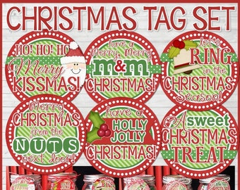 Christmas Gift Tags, Mason Gar Gift Ideas, Holidays, Candy - Printable INSTANT Download