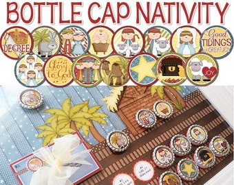 NEW NATIVITY Bottle Cap Advent Collection, Christmas Countdown - Printable Instant Download