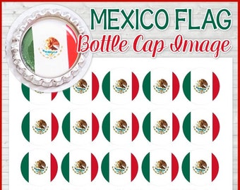 MEXICO FLAG Bottle Cap Image, Mexican Flag Printable, Inchie, 1-Inch Circle, Digital Collage, World Flags -Printable Instant Download