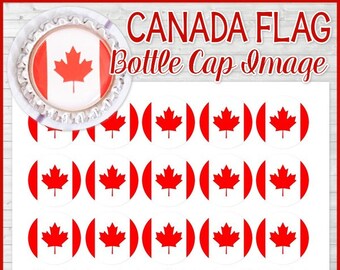 CANADA FLAG Bottle Cap Image, Canadian Printable, Inchie, 1-Inch Circle, Digital Collage, World Flags - Printable Instant Download
