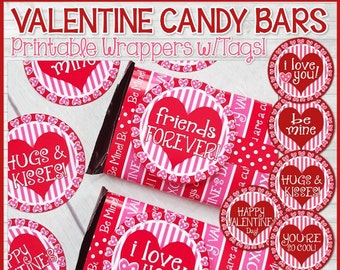 Valentine CHOCOLATE BAR Wrapper, Candy Bar Treat, Gift Idea - Printable Instant Download