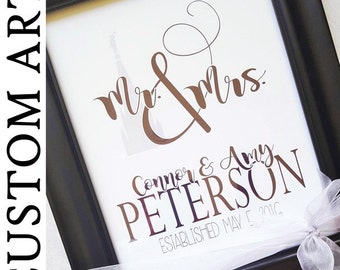 PERSONALIZED Mr and Mrs Wedding Day Art, Bridal Shower Gift, Anniversary Sign - Printable (not Instant Download)