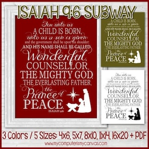 NEW Isaiah 9:6 NATIVITY Subway Art - Religious Christmas Art, Christian, Bible - Printable INSTANT Download