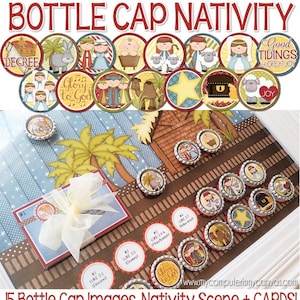 NEW NATIVITY Bottle Cap Advent Collection, Christmas Countdown - Printable Instant Download