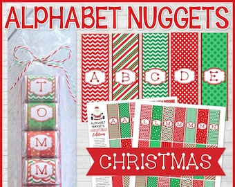 ALPHABET Nugget Wrappers, Christmas Nugget Wrapper, Spell Out NAMES and WORDS, Stocking Stuffer Ideas - Printable Instant Download