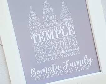 PERSONALIZED Temple Art, LDS TEMPLE Art, Wedding Gift, Anniversary, House Warming, Bridal Shower Gift - Printable (not Instant Download)