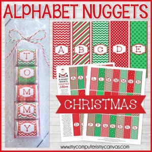 ALPHABET Nugget Wrappers, Christmas Nugget Wrapper, Spell Out NAMES and WORDS, Stocking Stuffer Ideas - Printable Instant Download