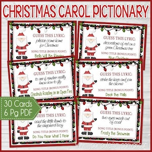 Christmas Carol Pictionary, Christmas Games, Family Game Night, Christmas Party Game, Stocking Stuffer Printable INSTANT DOWNLOAD image 1