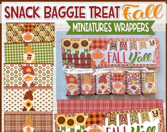 FALL Gnome Miniatures Bar Wrappers, Printable GNOME, Friendship Gift, AUTUMN Gnome Printable, Gift Idea  - Instant Download