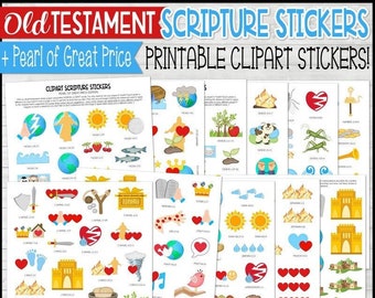 OLD TESTAMENT Scripture Stickers, PRINTABLE Clipart Stickers, 2022 Come Follow Me, Printable Scripture Stickers - Instant Download