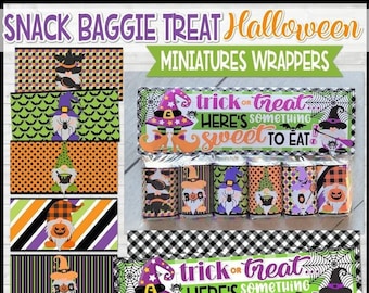 HALLOWEEN Gnome Miniatures Bar Wrappers, Printable GNOME, Friendship Gift, Party Favor, Gnome Printable, Gift Idea  - Instant Download