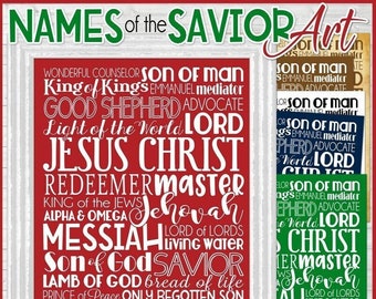 CHRISTMAS Print, Nativity Art, Christian Art, Names of the Savior, JESUS CHRIST Art, Subway Art, Christian Gift - Printable Instant Download