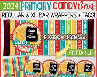 2024 PRIMARY BOOK of MORMON Themed Candy Bar Wrapper, Come Follow Me Printables, Gift Tags, Birthday Gift Ideas - Instant Download