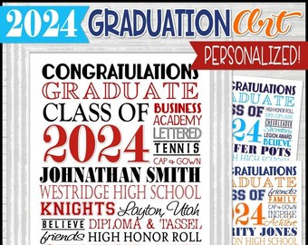 PERSONALIZED 2024 Graduation Subway Art, 2024 Graduation Gift Ideas, Gift for Her, Gift for Him, Class of 2024 - CUSTOM IMAGE Printable