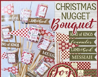 Christmas Nugget Bouquet, Christ-Centered Christmas, Christian Gift Idea, Nativity Centerpiece, Gift Idea - Printable Instant Download