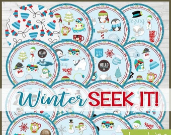 WINTER SEEK IT Match Game, Snowman Printables, Party, Family Game Night, Matching Game Cards - Printable Instant Download by Lisa