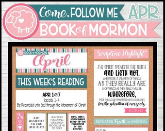 APRIL 2024 Come Follow Me Family Bulletin Board Kit PRINTABLES, Book of Mormon, Weekly Assignment Tracker - Instant Download