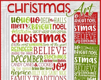 CHRISTMAS Subway Art, December Subway Art, PRINTABLE Wall Art, Art Print, Christmas Decor, Decoration, Holiday Gift Idea - Instant Download