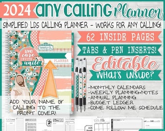 Editable 2024 ANY CALLING LDS Planner, Latter-day Saints Planner, Church, Calendar, Planning Pages, Planning Kit -Printable Instant Download