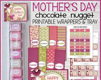 MOTHER'S DAY Chocolate Nugget Wrappers, Treat for MOM, Mother's Day Gift Idea, Gift Basket Idea - Printable Instant Download