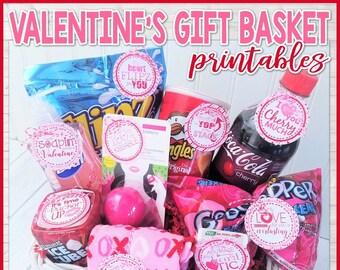 Valentine's Day Gift Tags, Gift Basket Printables, Gifts for Him, Valentine's Gift, Gift Ideas VALETINES - INSTANT Download by Lisa