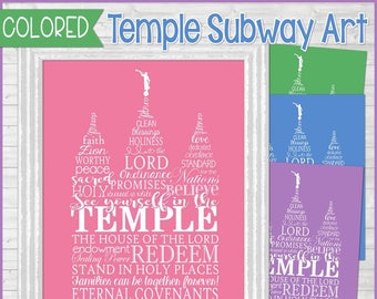 LDS Temple Art Printable, LDS Temple Print, Salt Lake Temple Picture, COLORED Temple, I Love to See the Temple - Instant Download