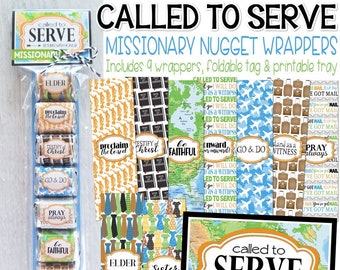 LDS Missionary CALLED to SERVE, Chocolate Nugget Wrappers, Missionary Favor, Missionary Gift, Missionary Mom  - Printable Instant Download