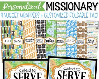 LDS Missionary Called to SERVE, Chocolate Nugget Wrappers, Favor, Missionary Gift, Missionary Mom - Printable (not instant) PERSONALIZED