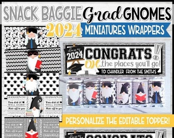 2024 GRADUATION Bar Wrappers, Graduation GNOME, Graduation Gift Idea, Miniatures Bars Wrappers, Class of 2024 - PRINTABLE - Instant Download