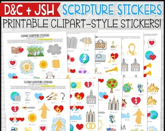 D&C Scripture Stickers, PRINTABLE Doctrine and Covenants Clipart Stickers, 2021 Come Follow Me, CFM Family Tools - Instant Download