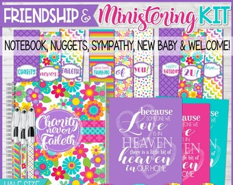 MINISTERING & Friendship Kit, Ministering Printables, RS Printables, Relief Society Gift Ideas, Charity Never Faileth - Instant Downlaod