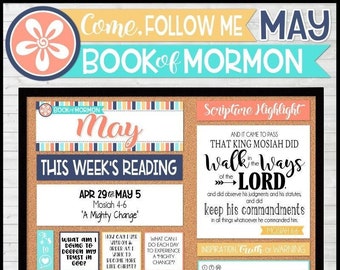 MAY 2024 Come Follow Me Family Bulletin Board Kit PRINTABLES, Book of Mormon, Weekly Assignment Tracker - Instant Download