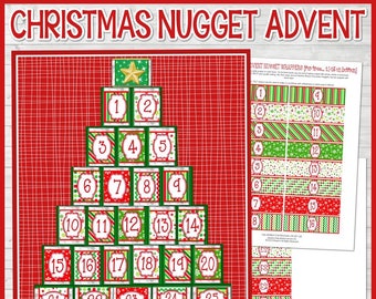 Christmas Tree Advent, Chocolate Nugget Count Down, Printable Christmas Tree Advent, Christmas Gift Idea, Countdown - INSTANT DOWNLOAD