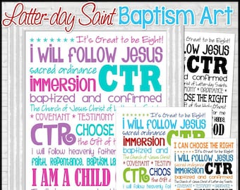 Latter-day Saint BAPTISM Subway Art, BAPTISM Gift for Boys or Girls, It's Great to be 8, LDS Primary - Printable Instant Download