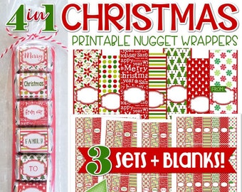 EDITABLE Christmas Nugget Wrapper, Gift Idea, Add Your Own Text, Personalized, Merry Christmas Nuggets - PRINTABLE Instant Download