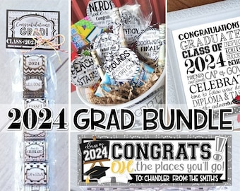 2024 Graduation BUNDLE, Nugget Wrappers, Subway Art, Graduation Gift Tags, Gift Basket, Class of 2024, GNOME - Printable INSTANT Download