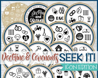 D&C Seek It! Match Game, Come Follow Me ICONS, Family Tools, For Kids, Primary, Gift, CFM Activities GAME - Printable Instant Download