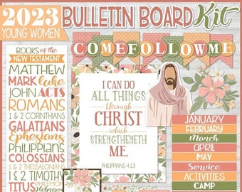 2023 YW Bulletin Board Kit, NEW TESTAMENT, Banner, I Can Do All Things Through Christ, 2023 Young Women Theme - Printable Instant Download