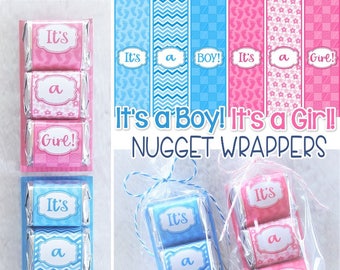 It's a Girl & It's a Boy SHOWER FAVORS, Baby Nugget Wrappers, Gender Reveal Idea, Baby Girl Baby Boy PRINTABLES - Instant Download