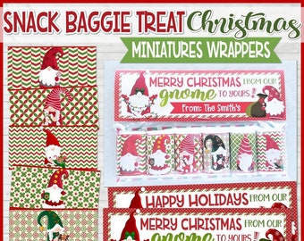 CHRISTMAS Gnome Miniatures Bar Wrappers, Printable GNOME, Neighbor Gift Ideas, Christmas Gift Ideas, for her, for friends - Instant Download