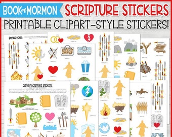 Book of Mormon Stickers, Scripture Stickers, Clipart Stickers, Come Follow Me, Baptism Gift Idea, Journaling - Printable Instant Download